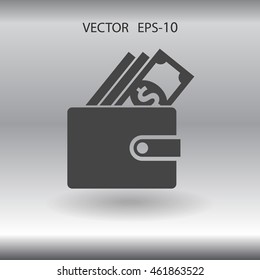 Flat long shadow Wallet icon, vector illustration