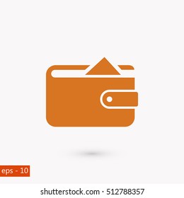 Flat long shadow Wallet icon, flat design best vector icon