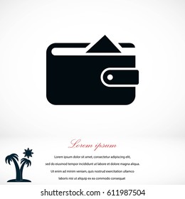 Flat long shadow Wallet icon, flat design best vector icon