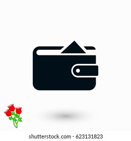 Flat long shadow Wallet icon, flat design best vector icon