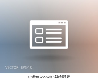 Flat long shadow Web window icon, vector illustration