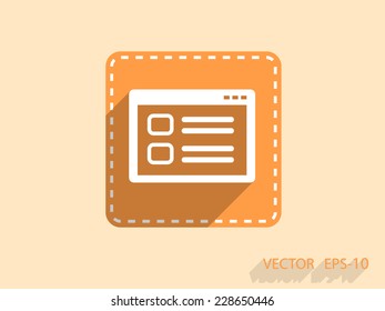 Flat long shadow Web window icon, vector illustration