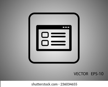 Flat long shadow Web window icon, vector illustration