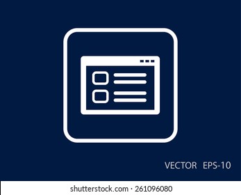 Flat long shadow Web window icon, vector illustration