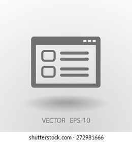 Flat Long Shadow Web Window Icon, Vector Illustration