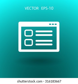 Flat long shadow Web window icon, vector illustration