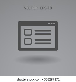 Flat long shadow Web window icon, vector illustration