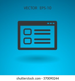 Flat long shadow Web window icon, vector illustration