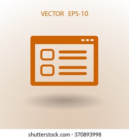 Flat long shadow Web window icon, vector illustration