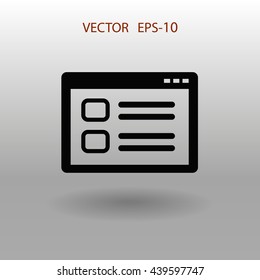 Flat long shadow Web window icon, vector illustration