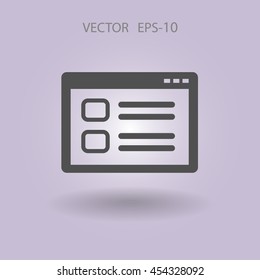 Flat long shadow Web window icon, vector illustration