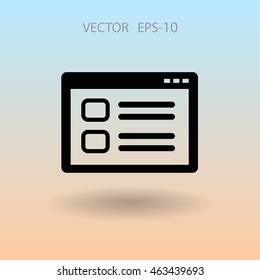 Flat long shadow Web window icon, vector illustration