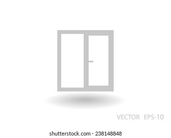 Flat long shadow Window icon, vector illustration