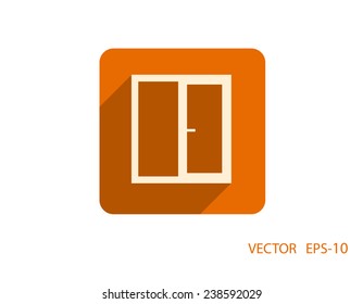 Flat long shadow Window icon, vector illustration