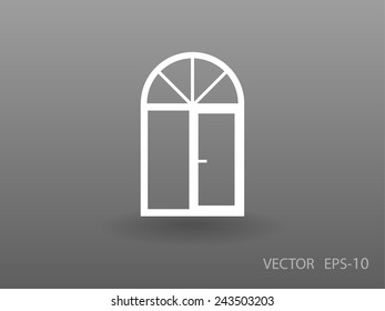 Flat long shadow Window icon, vector illustration