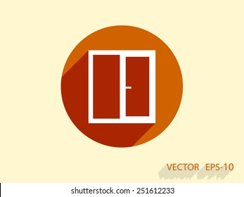 Flat long shadow Window icon, vector illustration