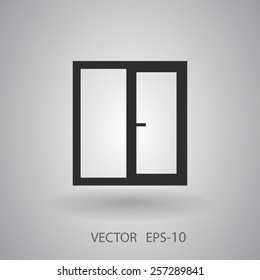 Flat long shadow Window icon, vector illustration