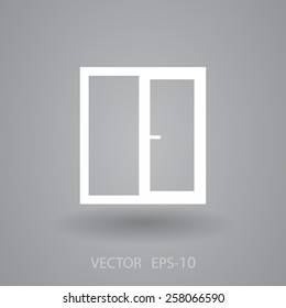 Flat long shadow Window icon, vector illustration