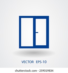 Flat long shadow Window icon, vector illustration