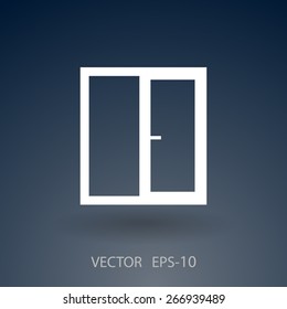 Flat long shadow Window icon, vector illustration