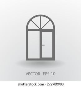 Flat long shadow Window icon, vector illustration