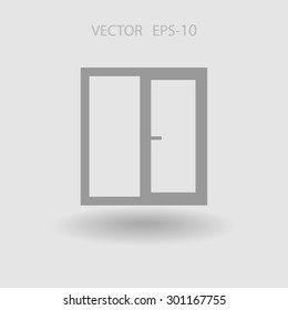 Flat long shadow Window icon, vector illustration
