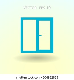 Flat long shadow Window icon, vector illustration