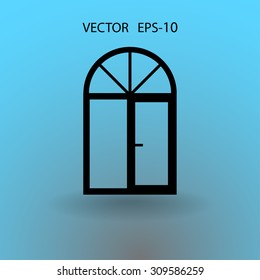 Flat long shadow Window icon, vector illustration