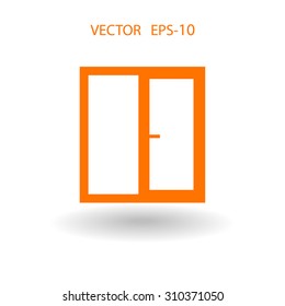 Flat long shadow Window icon, vector illustration