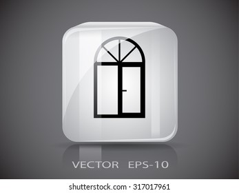 Flat long shadow Window icon, vector illustration