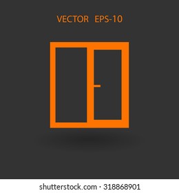 Flat long shadow Window icon, vector illustration