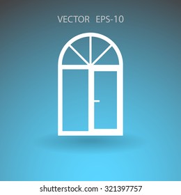 Flat long shadow Window icon, vector illustration