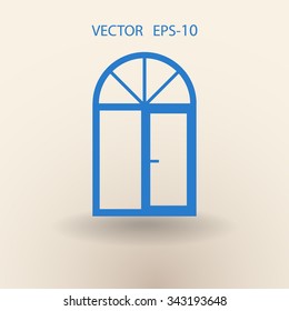 Flat long shadow Window icon, vector illustration