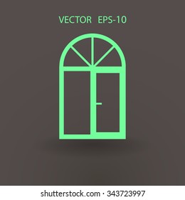 Flat long shadow Window icon, vector illustration