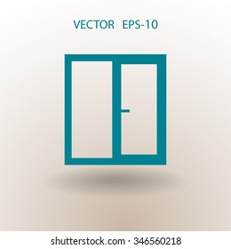 Flat long shadow Window icon, vector illustration