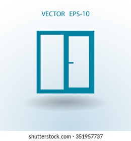 Flat long shadow Window icon, vector illustration