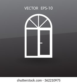 Flat long shadow Window icon, vector illustration