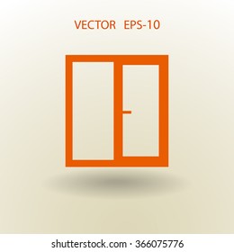 Flat long shadow Window icon, vector illustration