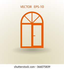 Flat long shadow Window icon, vector illustration