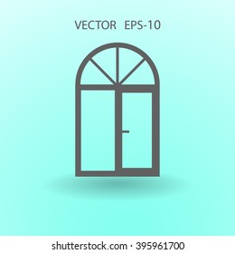 Flat long shadow Window icon, vector illustration