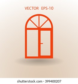 Flat long shadow Window icon, vector illustration
