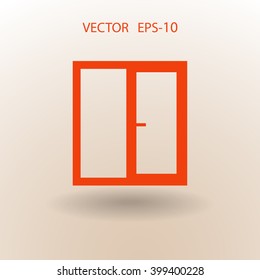 Flat long shadow Window icon, vector illustration