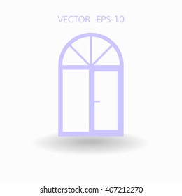 Flat long shadow Window icon, vector illustration