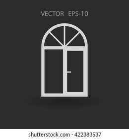 Flat long shadow Window icon, vector illustration
