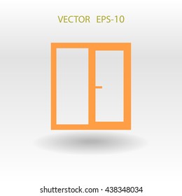Flat long shadow Window icon, vector illustration
