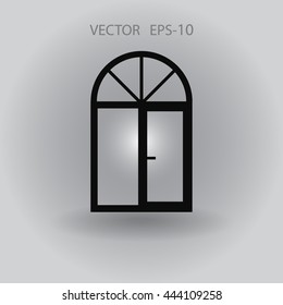Flat long shadow Window icon, vector illustration