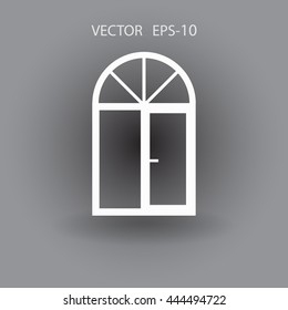 Flat long shadow Window icon, vector illustration