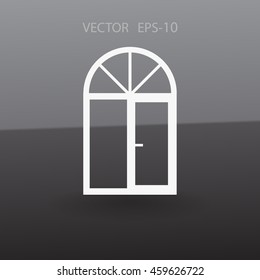 Flat long shadow Window icon, vector illustration