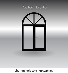 Flat long shadow Window icon, vector illustration