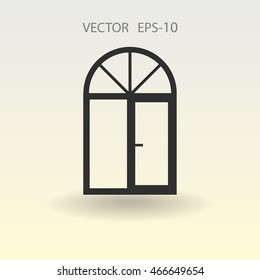 Flat long shadow Window icon, vector illustration